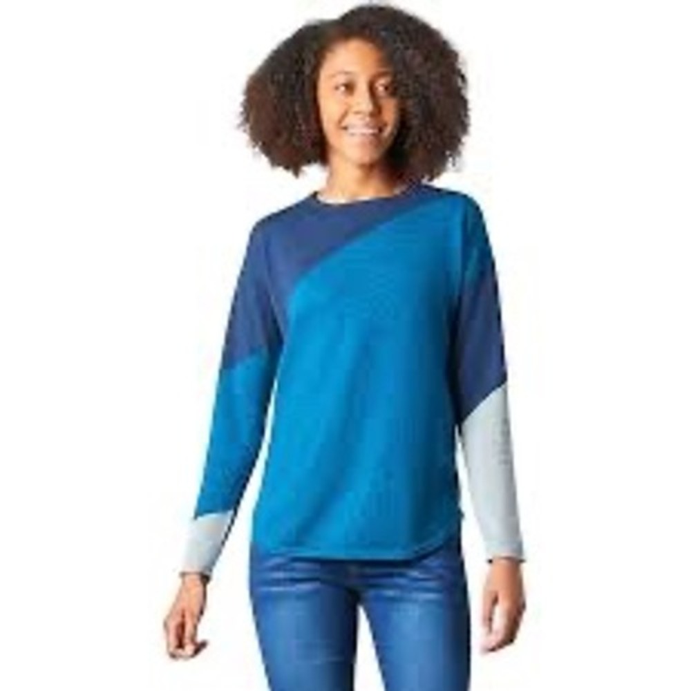 Smartwool Merino Wool Colorblock Sweater Blue Grey Crew Neck Womens Large